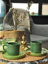 Cera'n 2'li Double Çay Fincan Artistik Yeşil 200 M - 1