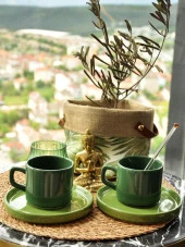 Cera'n 2'li Double Çay Fincan Artistik Yeşil 200 M - 2