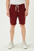 Erkek Regular Fit 3 İplik Kumaş Şort Bordo - 1