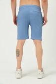 Erkek Crinkle Kumaş Regular Fit Şort Mavi - 5