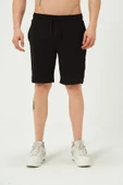 Erkek Crinkle Kumaş Regular Fit Şort Siyah - 1