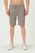Erkek Crinkle Kumaş Regular Fit Şort Gri - 1