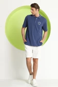 Erkek Relaxed Polo Yaka T-Shirt İndigo - 1