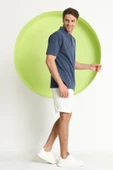 Erkek Relaxed Polo Yaka T-Shirt Petrol - 12