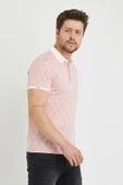 Erkek Jakar Desenli Polo Yaka T-shirt  Pembe - 11