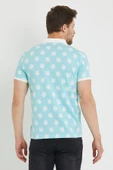Erkek Jakar Desenli Polo Yaka T-shirt  Mavi - 12