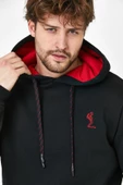 Erkek İskelet Nakışlı 3 İplik Kapüşonlu Sweatshirt Siyah - 2