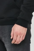 Erkek İskelet Nakışlı 3 İplik Kapüşonlu Sweatshirt Siyah - 7