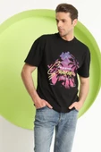 Erkek Baskılı Oversize T-Shirt Siyah - 1