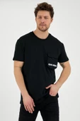 Erkek Oversize Cep detaylı T-shirt  Siyah - 4