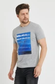 Erkek Baskılı T-shirt Gri Melanj thumbnail 5