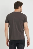 Erkek Baskılı T-shirt Kahverengi thumbnail 4