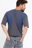 Erkek Oversize Baskılı T-shirt Antrasit - 5