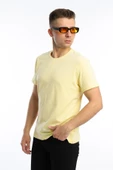 Erkek Bisiklet Yaka Regular Fit Carbon Fırçalı Tişört Sarı thumbnail 1