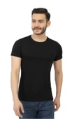 Erkek Bisiklet Yaka Regular Fit Basic Tişört Siyah - 2