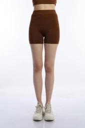 Kadın Slim Fit Allegro Kumaş Şort Kahverengi - 1