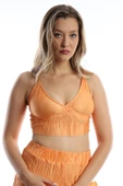 Kadın Pliseli  Askılı Crop Turuncu thumbnail 6