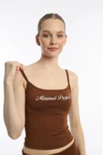 Kadın Slim Fit Allegro Kumaş Atlet Kahverengi - 1