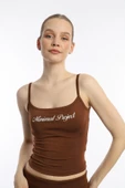 Kadın Slim Fit Allegro Kumaş Atlet Kahverengi - 4