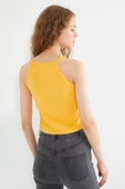 Kadın Papatya Nakışlı Askılı Crop Atlet Sarı thumbnail 4