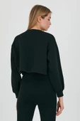 Kadın Bisiklet Yaka 3 İplik Sweatshirt Siyah thumbnail 8