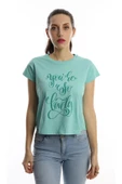 Kadın You Are So Lovely Baskılı Tişört Turkuaz thumbnail 1