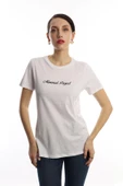 Kadın Bisiklet Yaka Minimal Project Baskılı Regular Fit Tişört Beyaz - 1