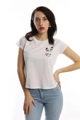 Kadın Bisiklet Yaka Game Over Kedi Baskılı Regular Fit Tişört Beyaz - 1