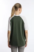 Kadın Oversize Fit Reglan Kol Basic Tişört Haki - 4