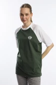 Kadın Oversize Fit Reglan Kol Basic Tişört Haki - 1