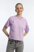 Kadin Oversize Fit Crop Tişört Lila thumbnail 1