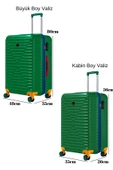 Büyük Ve Kabin Boy 2'li Valiz Seti %100 Polikarbon Valiz 4x2 Teker Yeşil 1088 thumbnail 2