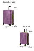 2'li Valiz Seti Büyük Boy - Kabin Boy Rose 1169 thumbnail 2