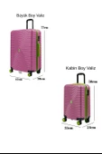 2'li Valiz Seti Büyük Boy - Kabin Boy Pembe 1169 thumbnail 4