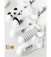 4 Çift Sevimli patik pandalı kalp Desenli Kadın/kız çorap dikişli ayak bileği düşük kesim genç Çorabı  36-41 thumbnail 1