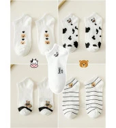 4 Çift Sevimli patik pandalı kalp Desenli Kadın/kız çorap dikişli ayak bileği düşük kesim genç Çorabı  36-41 thumbnail 3