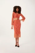 Kadın Ön Astarlı Mesh Crop Bluz Pembe - 2
