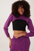 Kadın Oversize Crop  Mor - 1