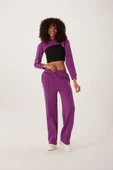Kadın Oversize Crop  Mor - 2