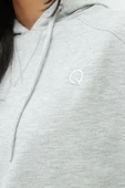Kadın Kapüşonlu Crop  Gri Melanj - 3