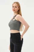 Kadın Askılı Crop Kaşkorse   Gri - 2
