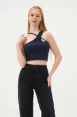 Kadın Askılı Crop Kaşkorse   İndigo - 1