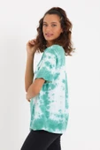 Kadın Batik Yıkamalı Oversize T-shirt Yeşil - 2