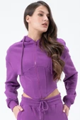 Kadın Korse Detaylı Sweatshirt Mor - 1