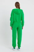 Kadın Kapüşonlu 3 İplik Sweatshirt Yeşil - 4