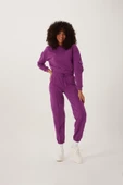 Kadın Kapüşonlu  3 İplik Sweatshirt Mor - 3