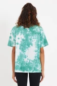 Kadın Batik Yıkamalı Oversize T-shirt Yeşil - 4