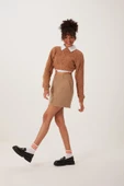 Kadın Triko Sweatshirt Taba - 2