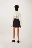Kadın Triko Crop Sweatshirt Krem - 4