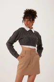Kadın Triko Sweatshirt Antrasit - 1